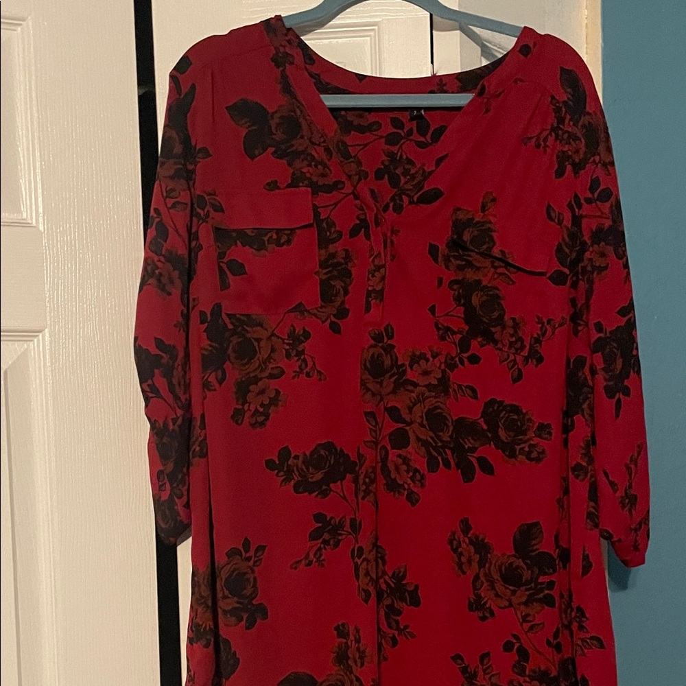 Torrid Red and Black Floral Top